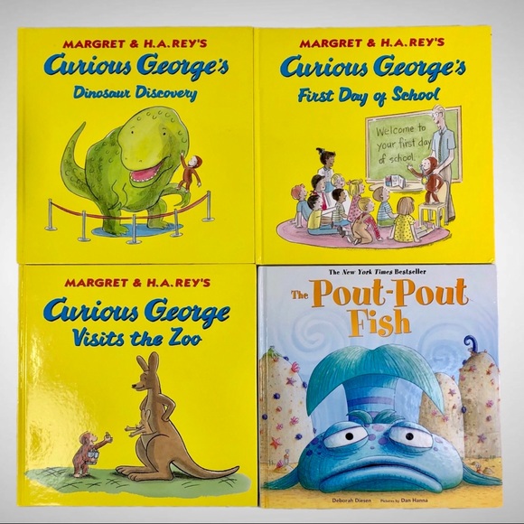 Lot 4 KOHL'S CARES Curious George & Pout Pout Fish Story Books Hardback - Picture 1 of 9